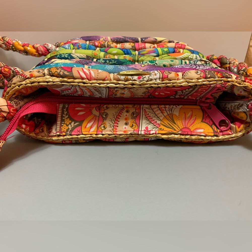 Cappelli Straworld Woven Straw Crossbody Bag with Colorful Fabric Accents - Picture 5 of 11